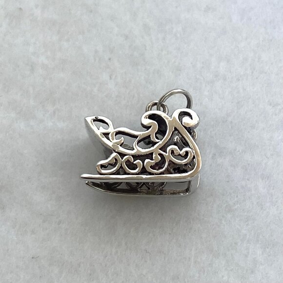 VTG Jezlaine Sterling Silver 925 3 Dimensional Christmas Santa's Sleigh Charm - Picture 3 of 16